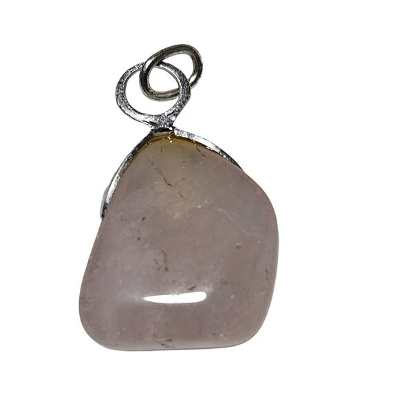 Rose Quartz Gemstone Pendant Silver Plated Bail Healing Spiritual Jewelry Nature - Picture 3 of 4